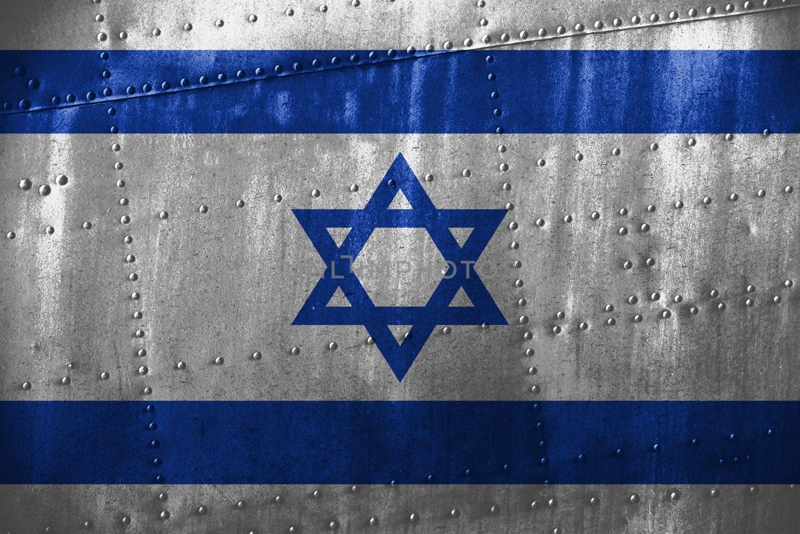 metal texutre or background with israel flag