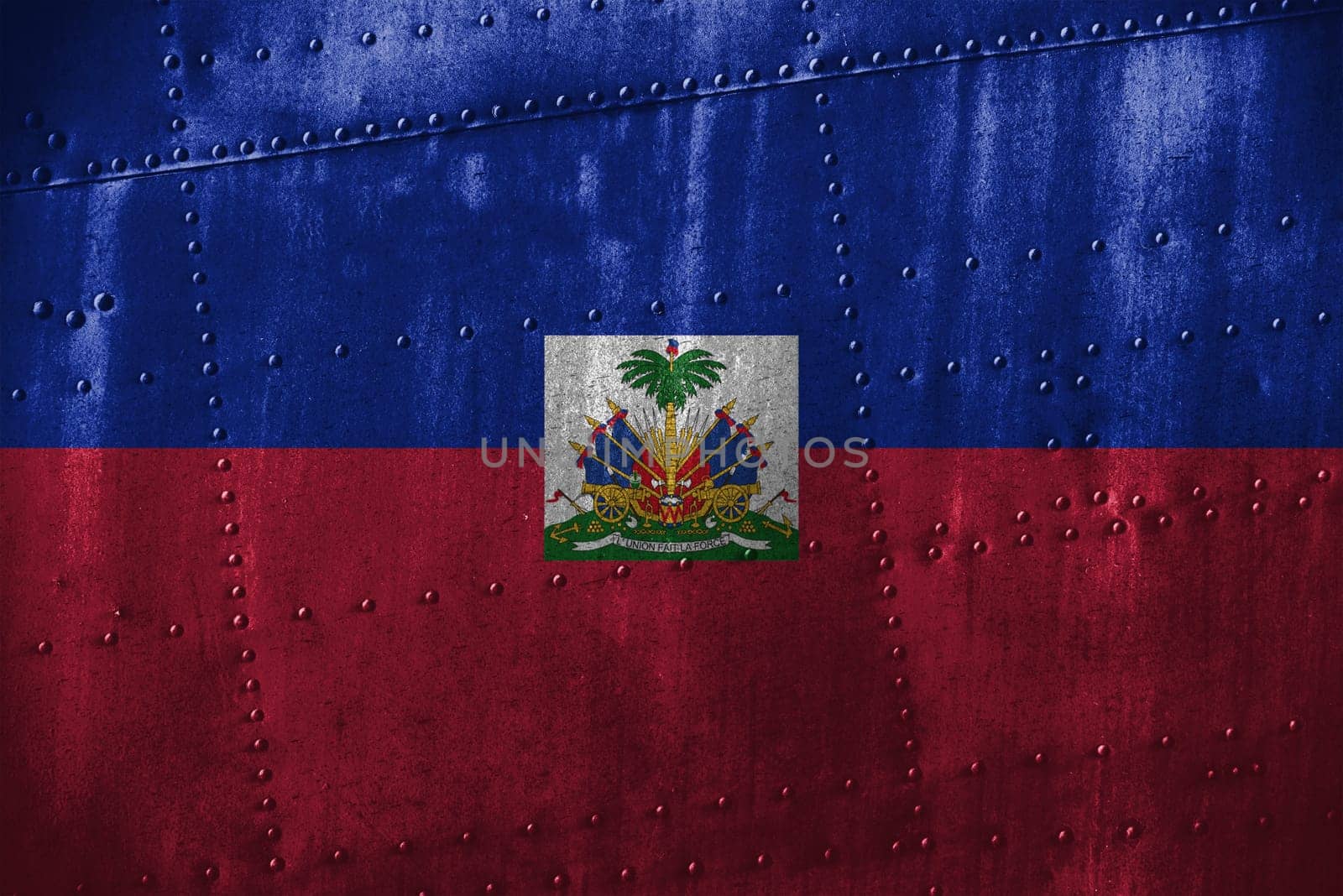 metal texutre or background with haiti flag