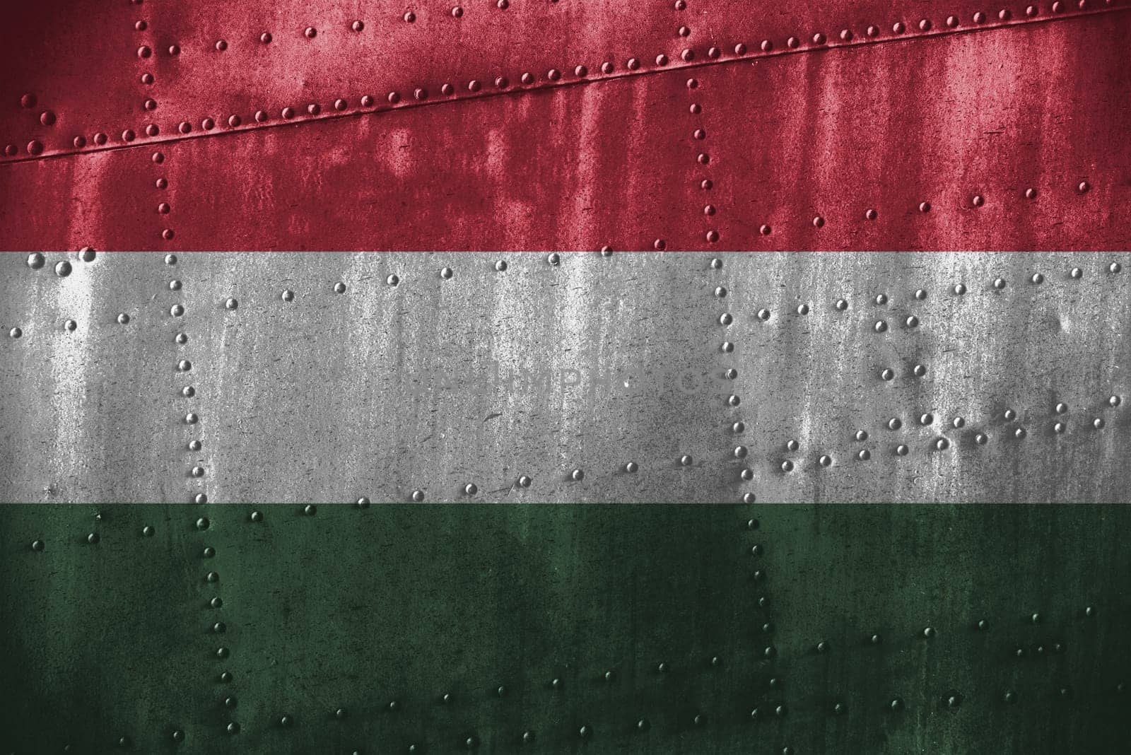 metal texutre or background with hungary flag