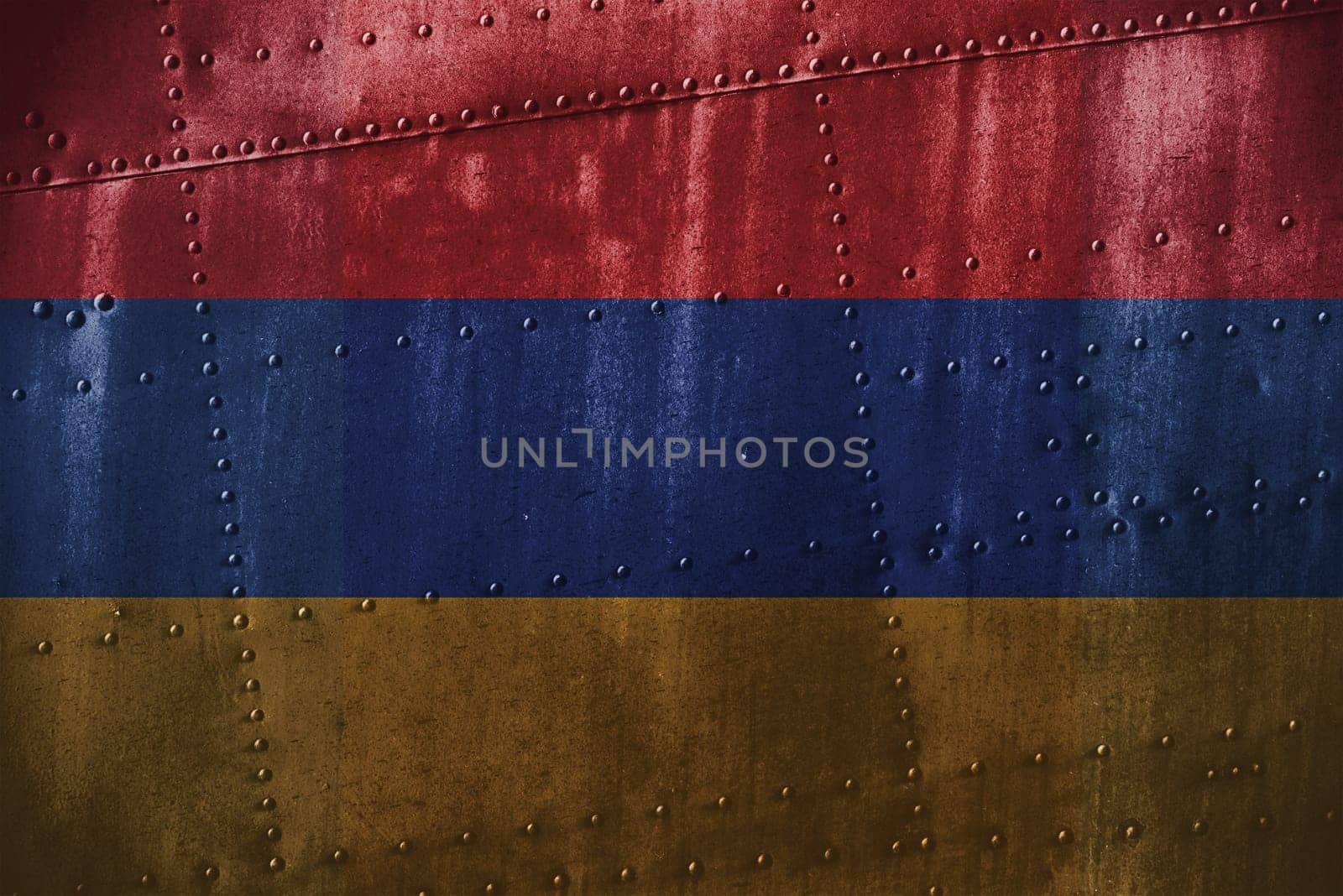 metal texutre or background with armenia flag