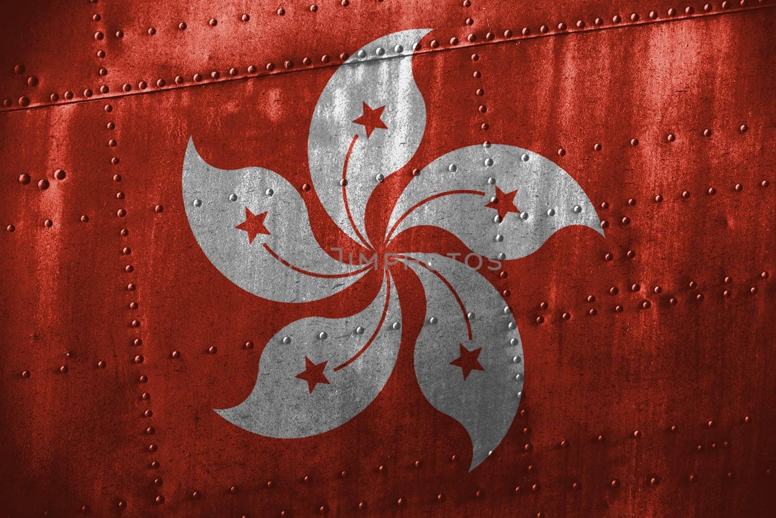 metal texutre or background with hong kong flag