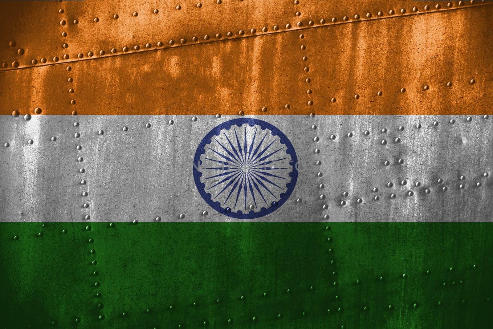 metal texutre or background with india flag