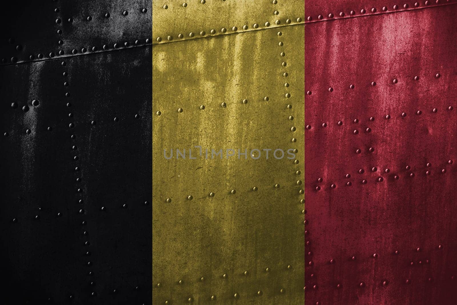 metal texutre or background with belgium flag
