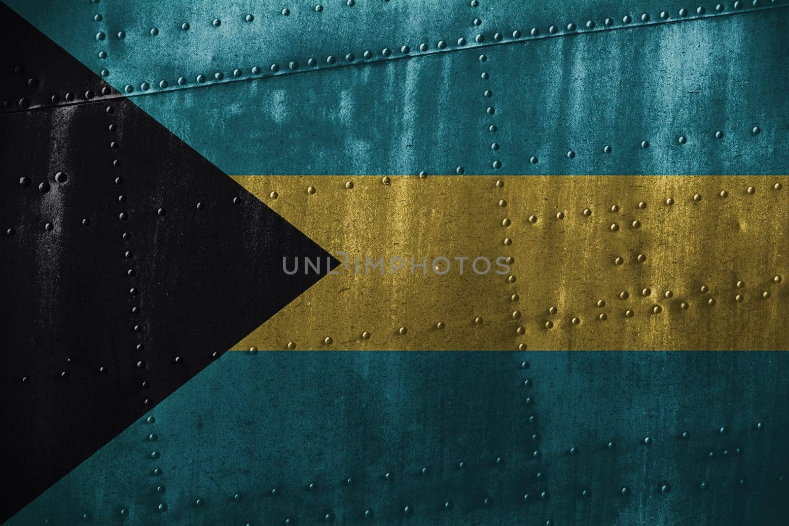 metal texutre or background with bahamas flag