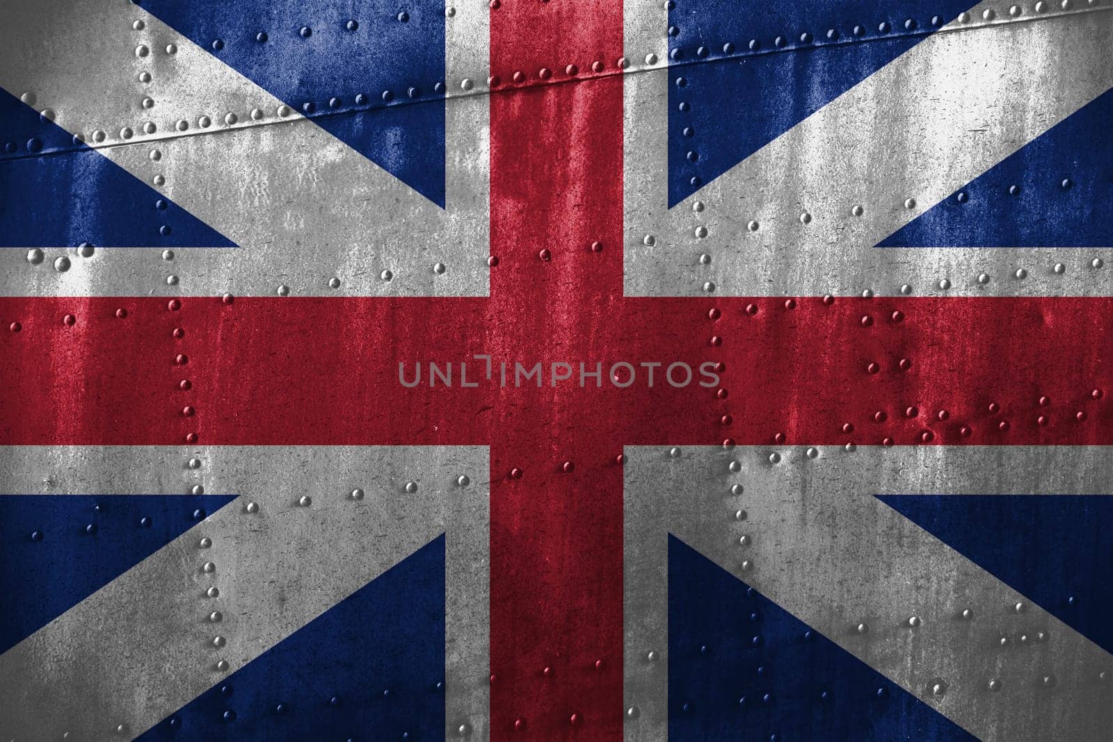 metal texutre or background with great britain flag
