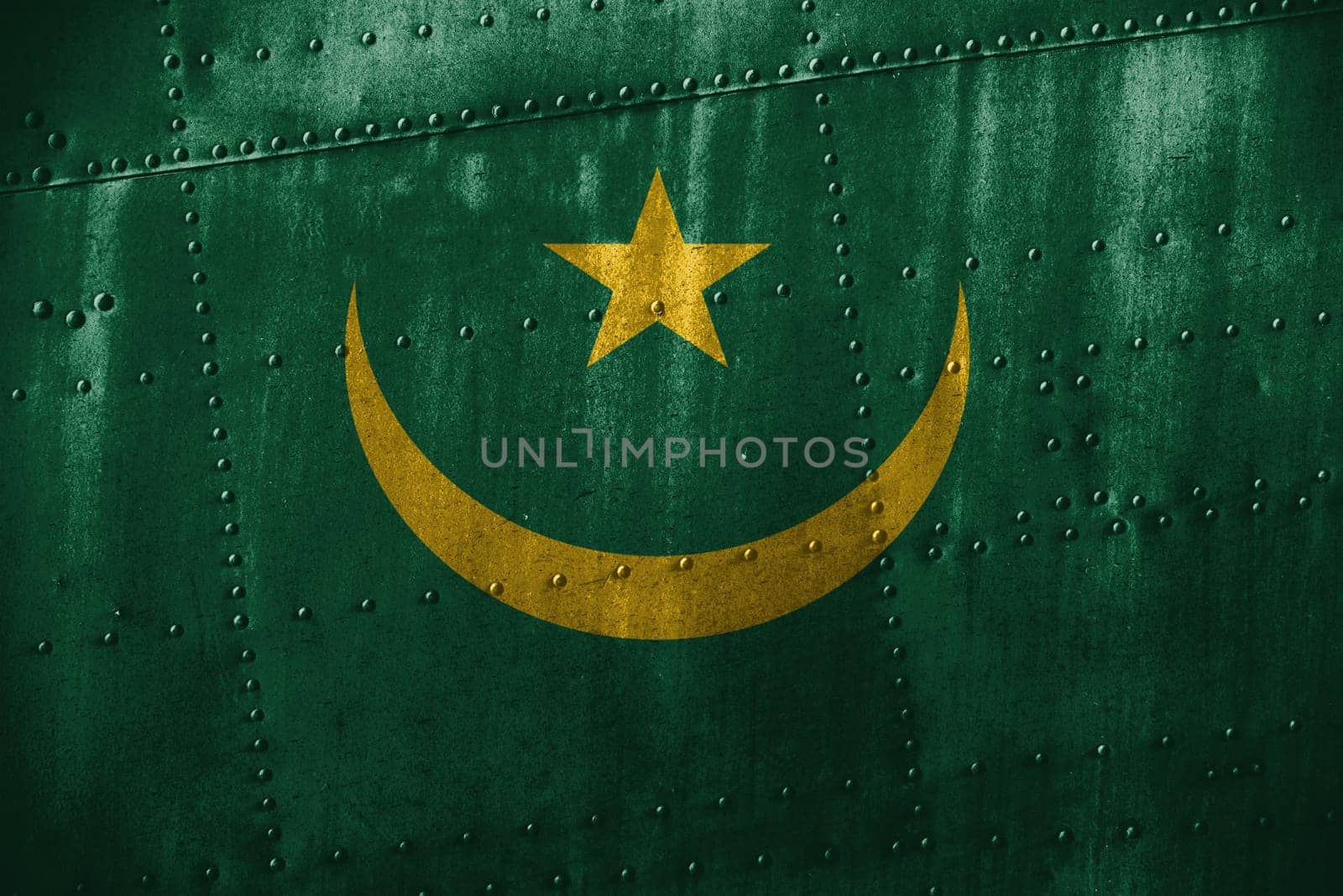 metal texutre or background with mauritania flag