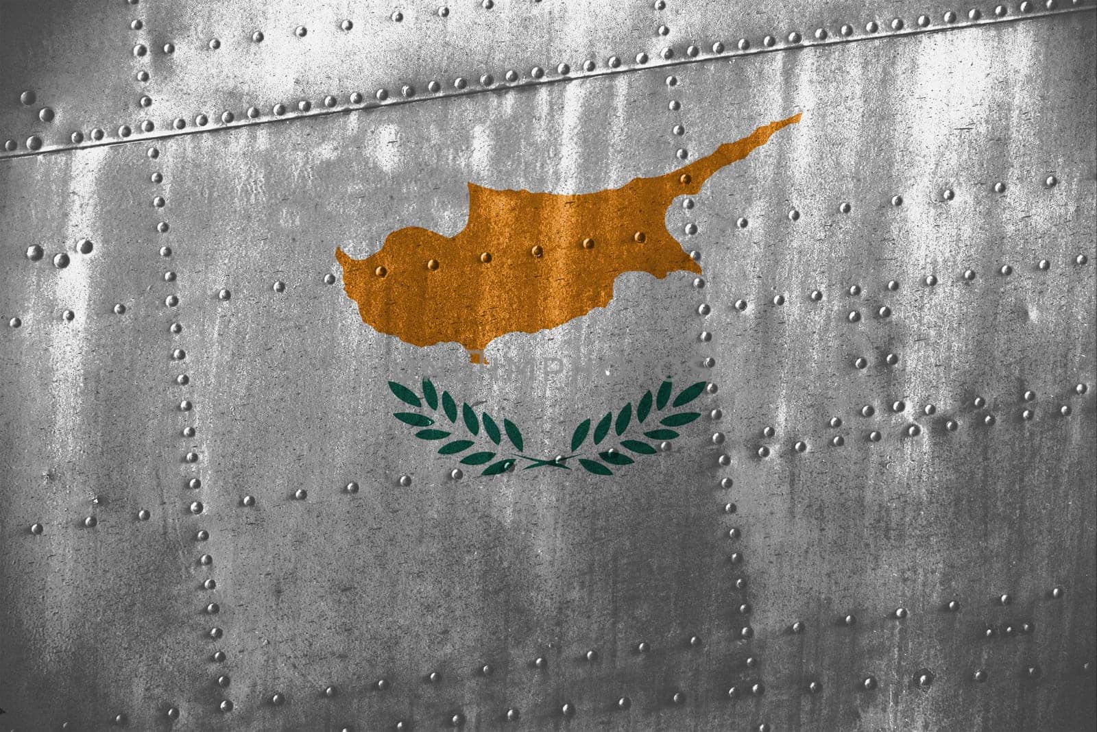 metal texutre or background with cyprus flag