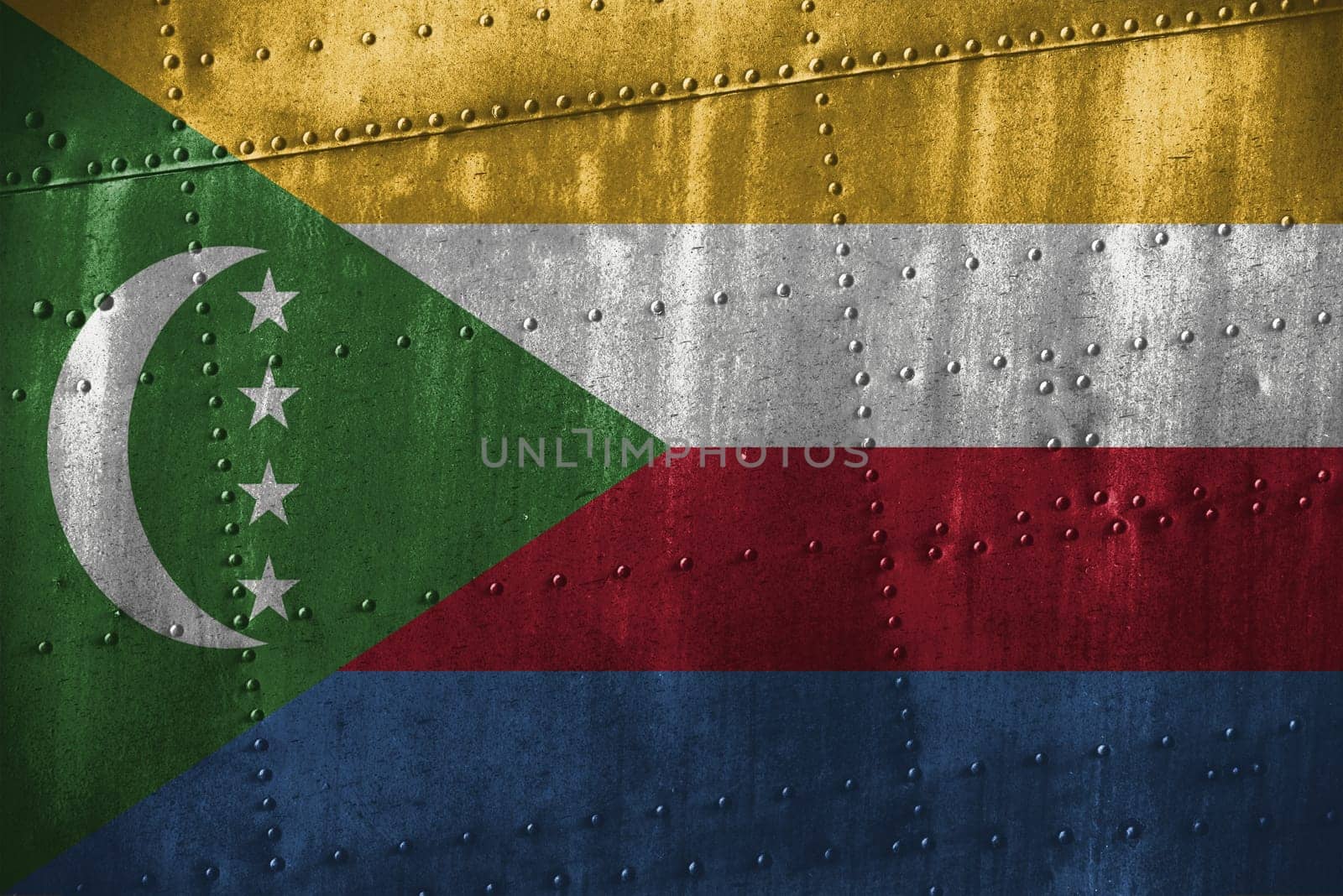 metal texutre or background with comoros flag