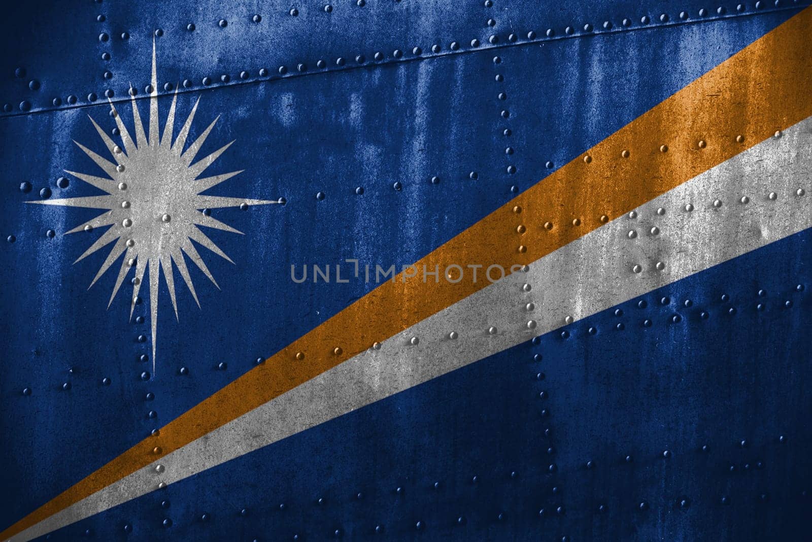 metal texutre or background with marshall islands flag