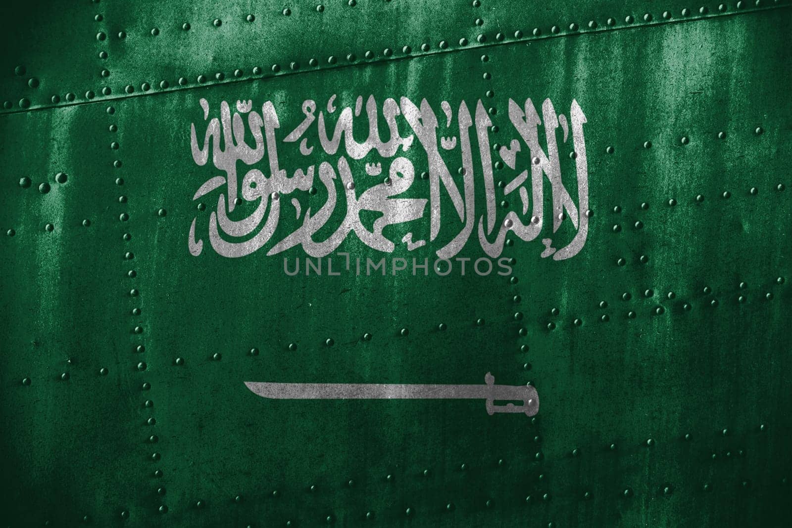 metal texutre or background with saudi arabia flag