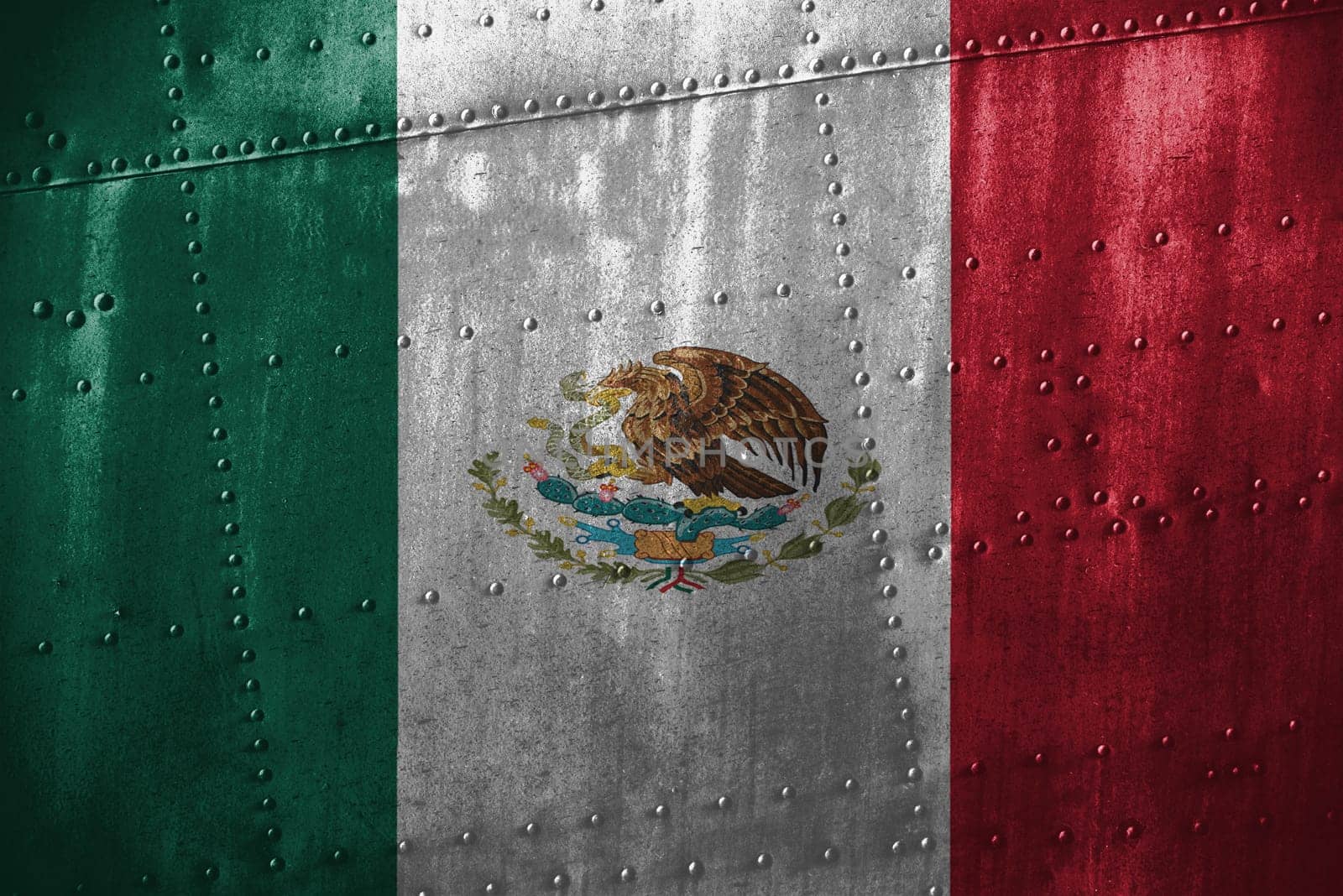 metal texutre or background with mexico flag