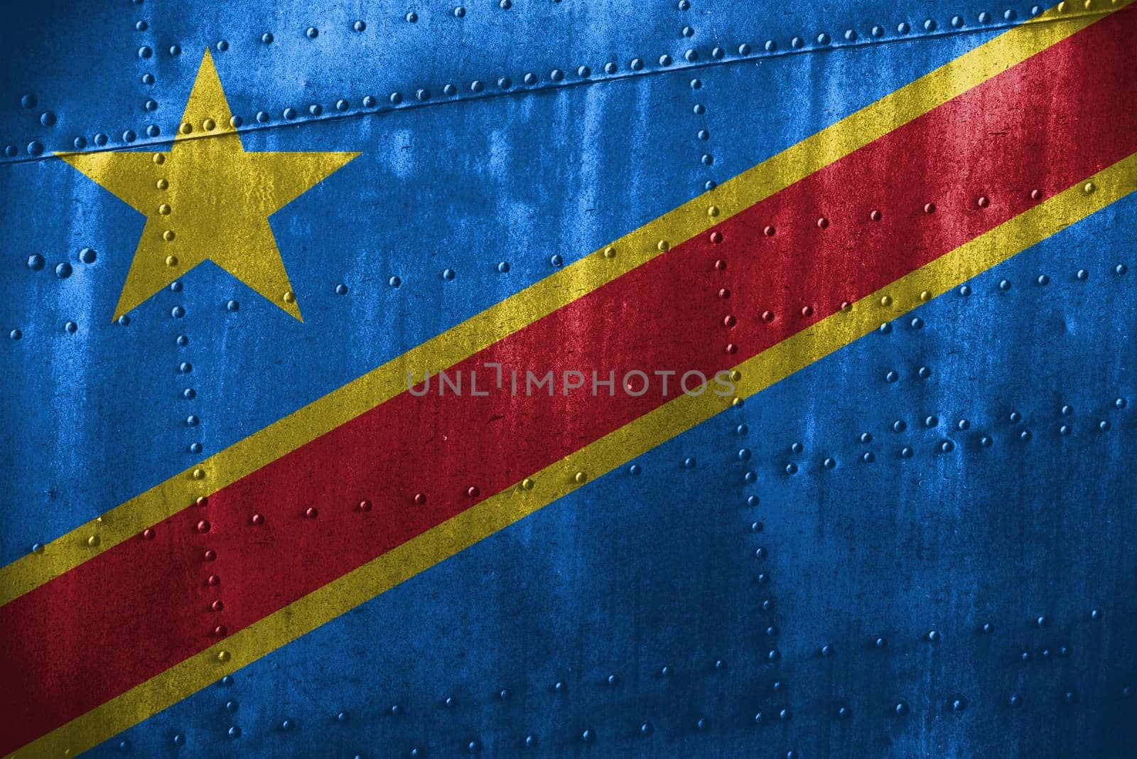 metal texutre or background with dr congo flag
