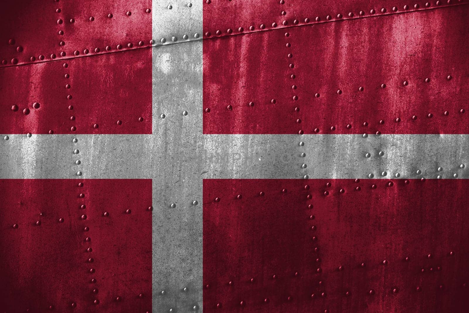 metal texutre or background with denmark flag
