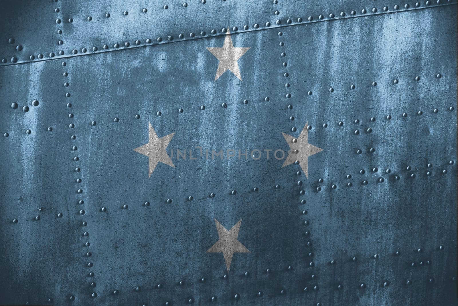 metal texutre or background with micronesia flag