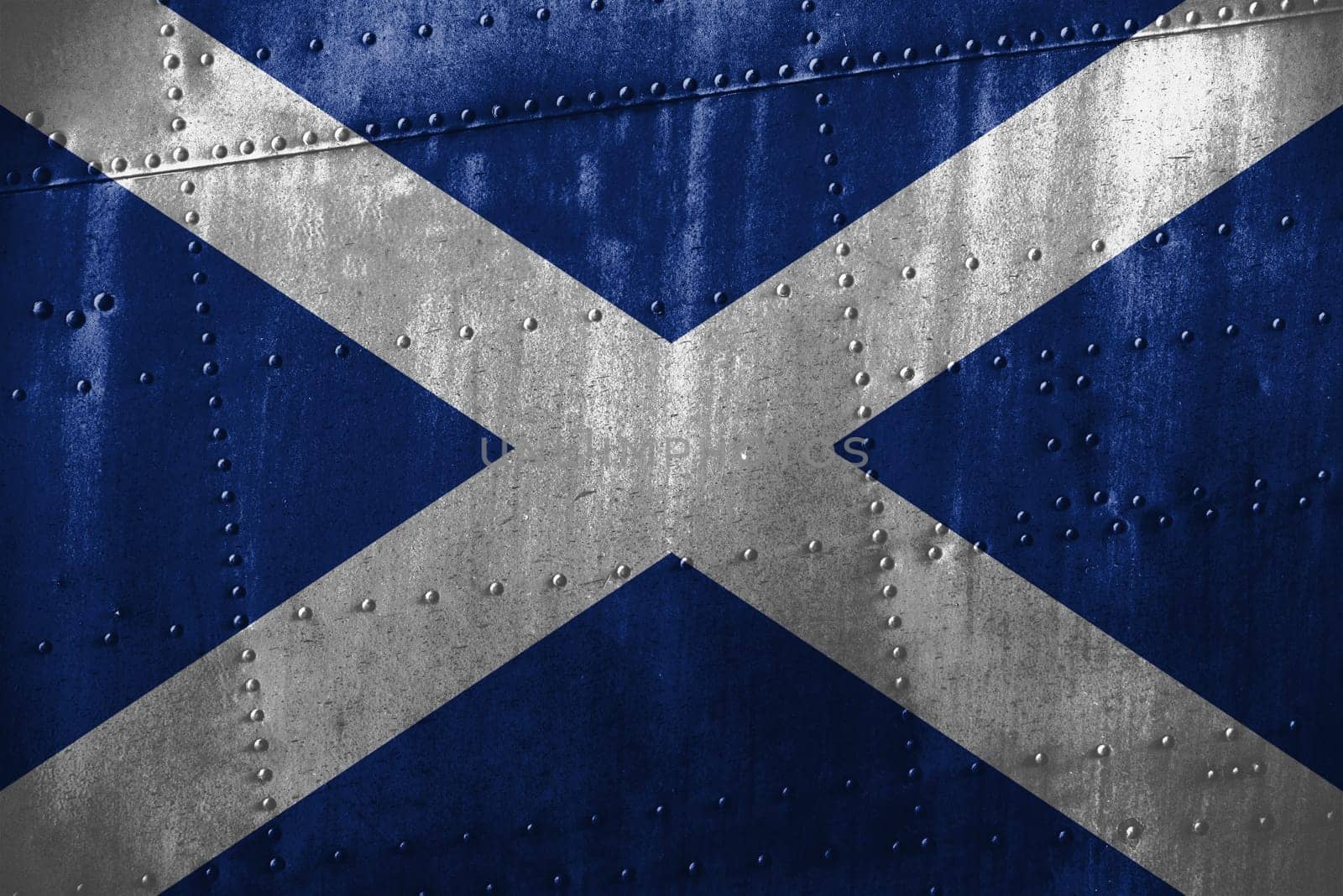 metal texutre or background with scotland flag