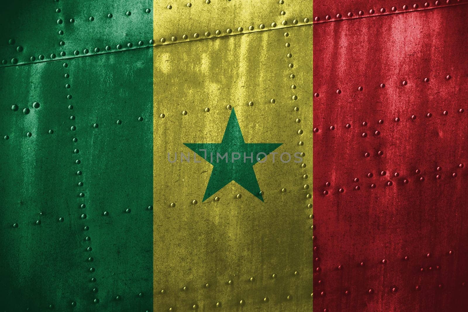metal texutre or background with senegal flag