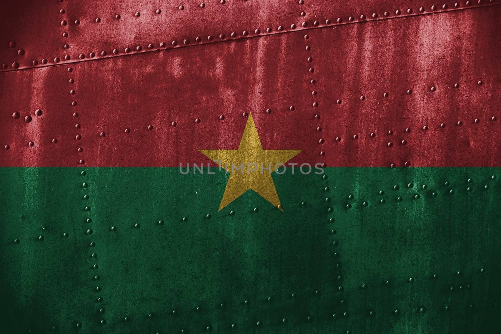 metal texutre or background with burkina faso flag
