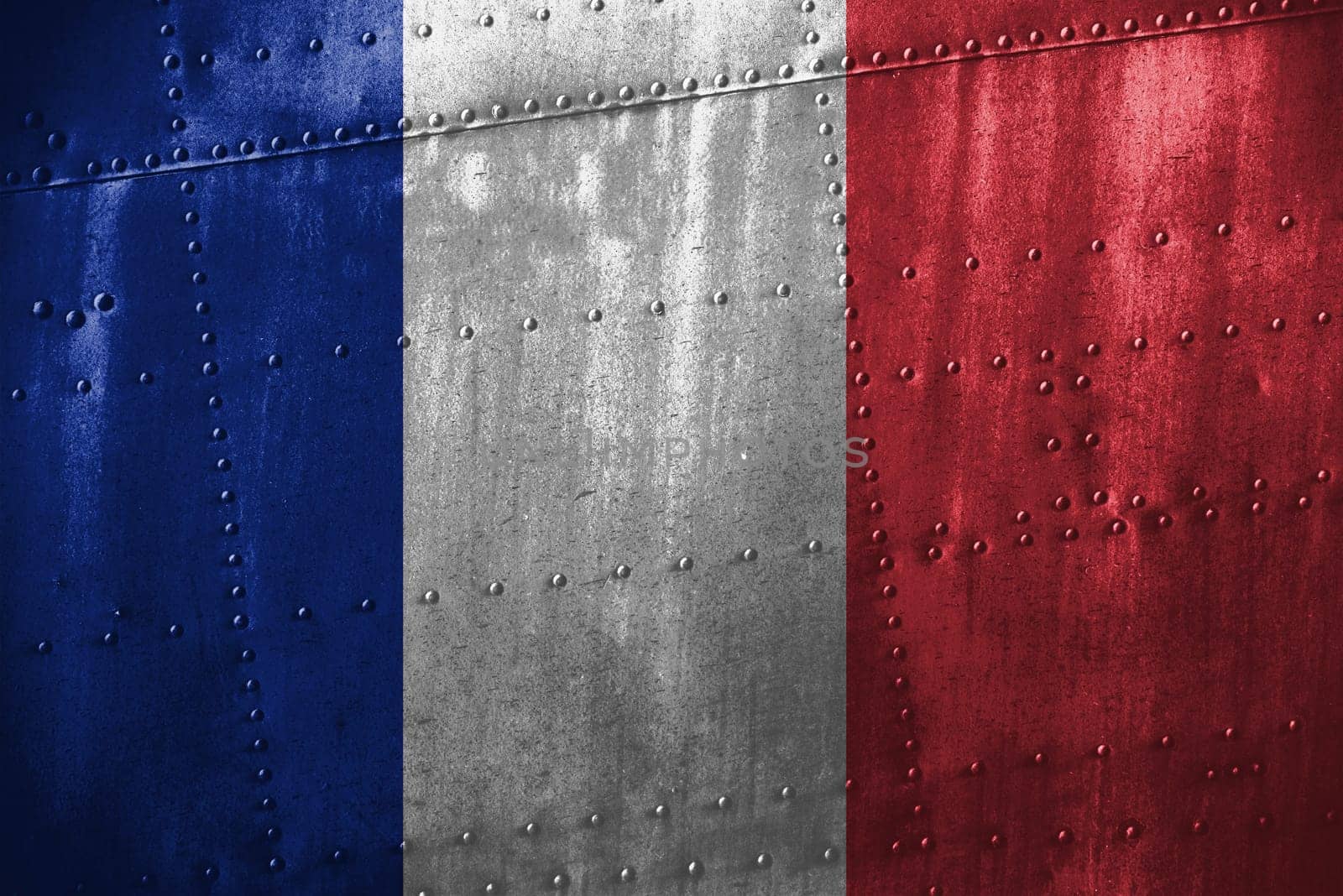 metal texutre or background with france flag