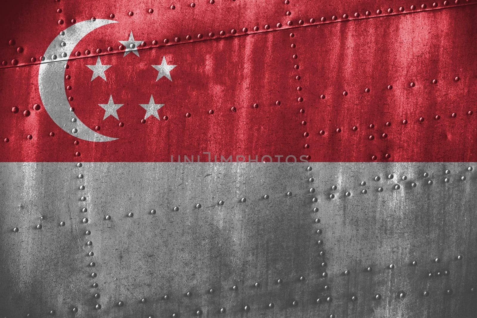 metal texutre or background with singapore flag