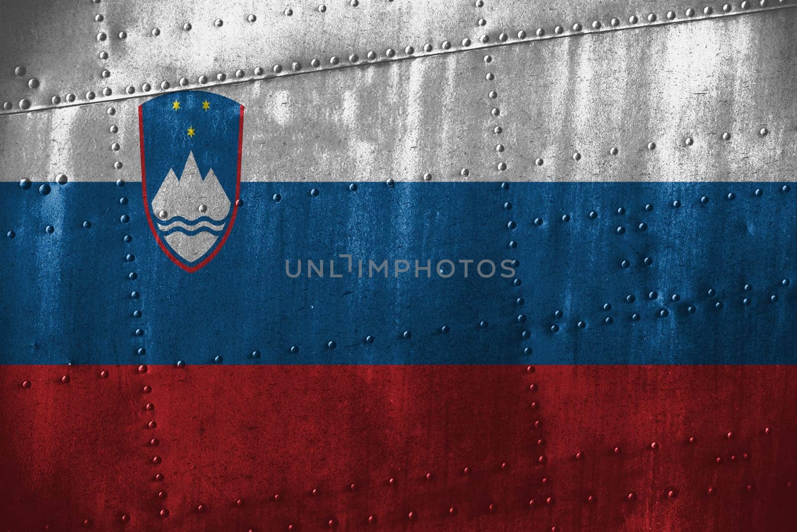 metal texutre or background with slovenia flag