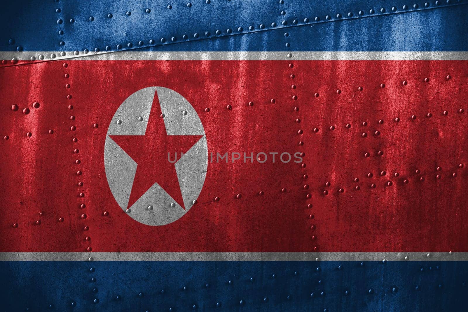 metal texutre or background with dpr korea flag