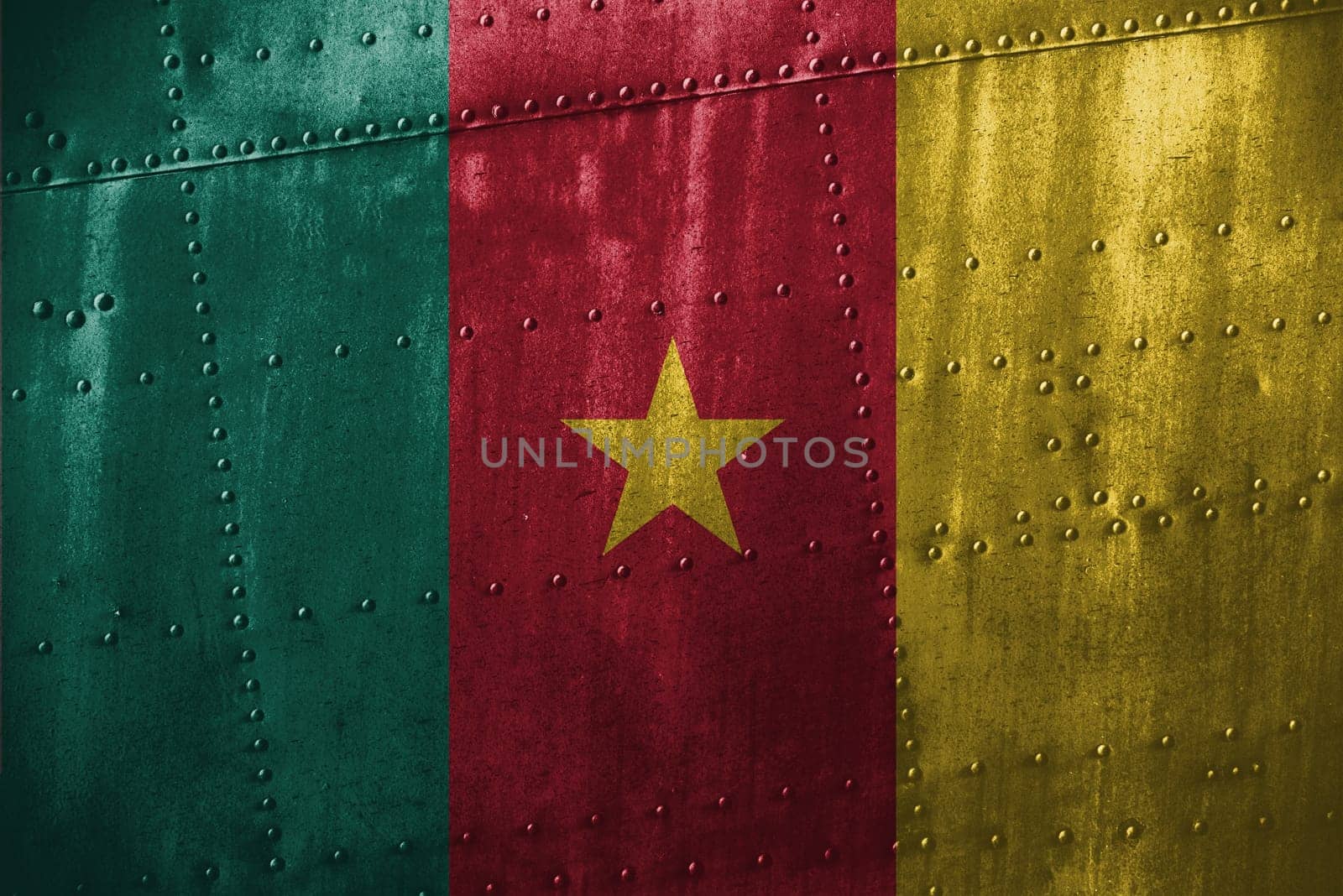metal texutre or background with cameroon flag