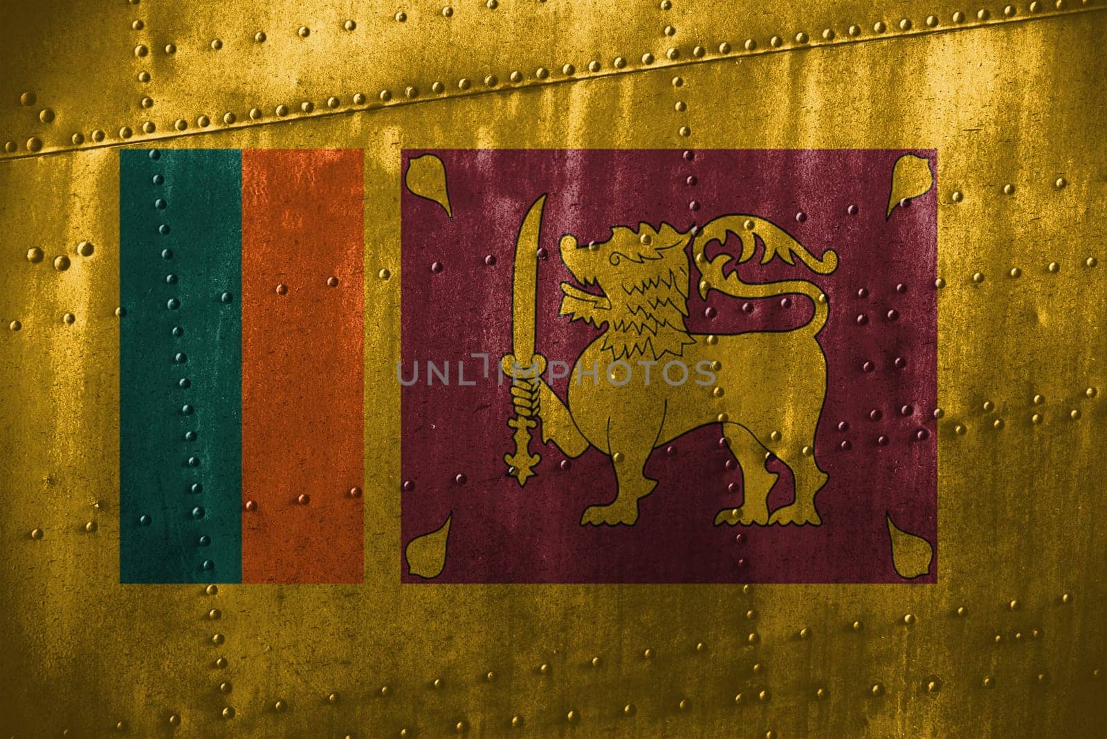 metal texutre or background with sri lanka flag