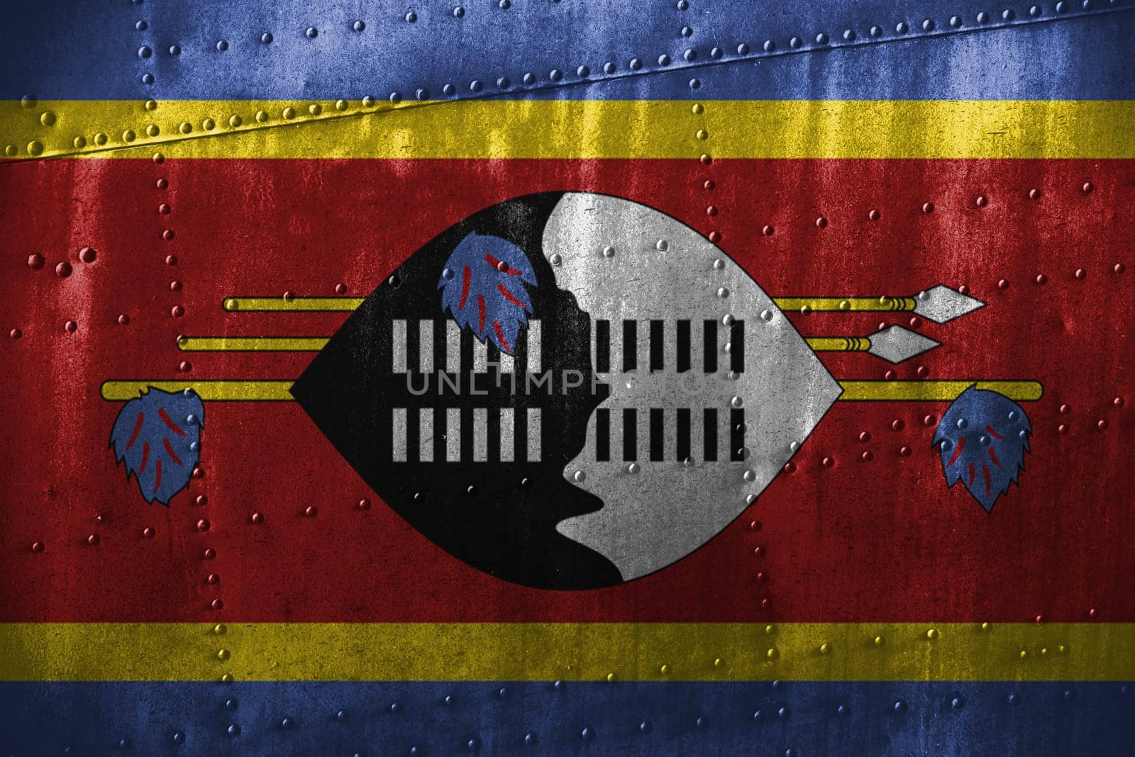 metal texutre or background with swaziland flag