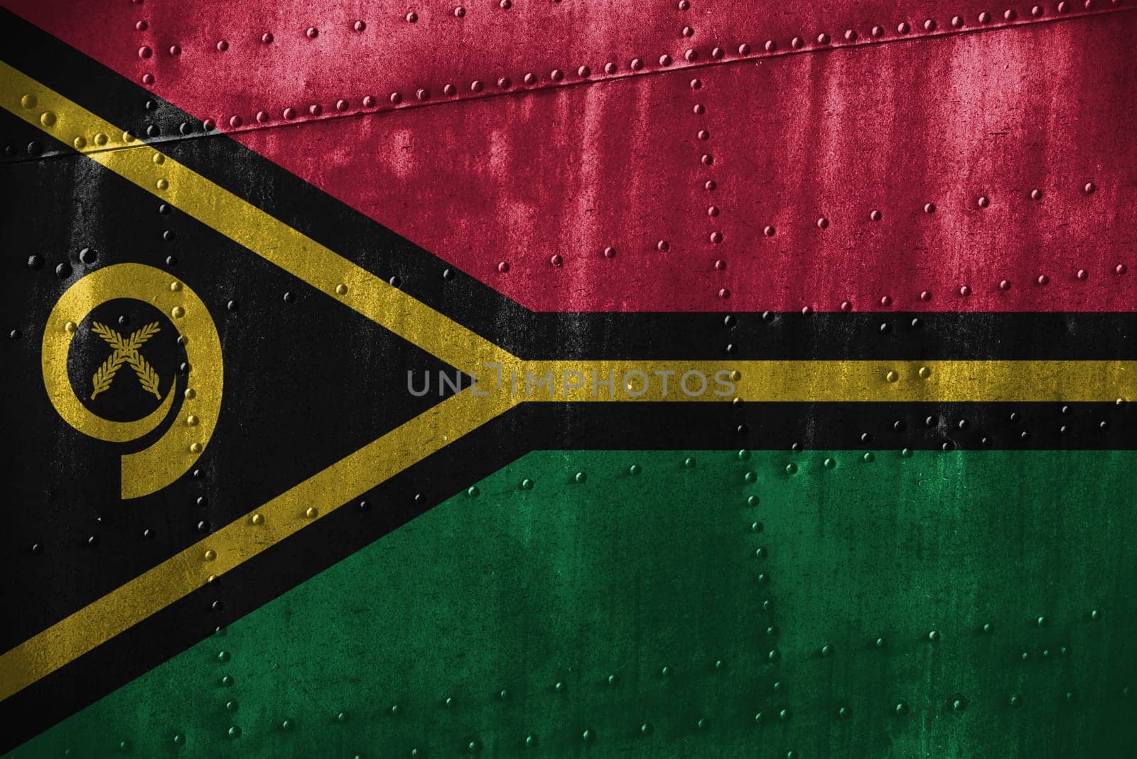 metal texutre or background with vanuatu flag