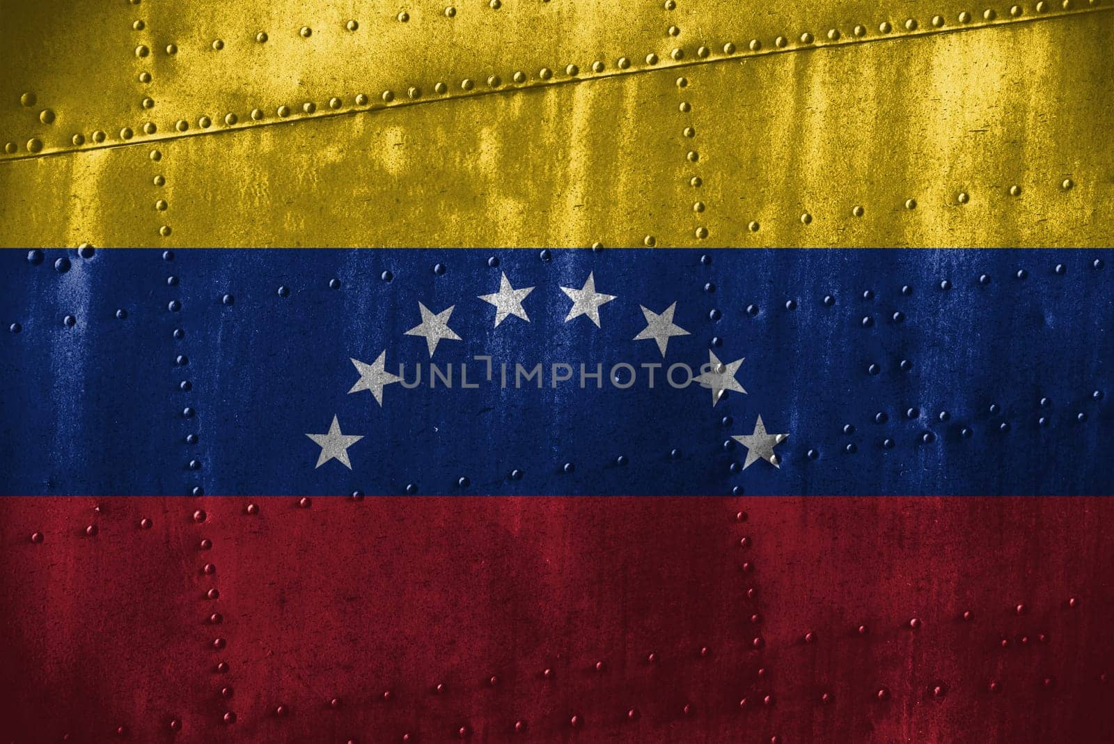 metal texutre or background with venezuela flag