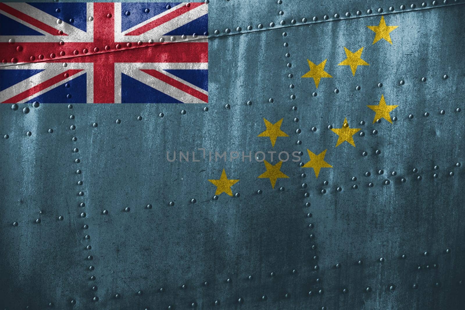 metal texutre or background with tuvalu flag