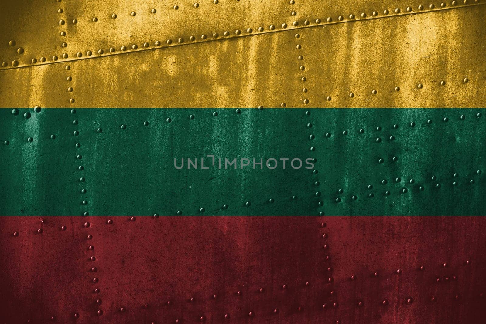metal texutre or background with lithuania flag