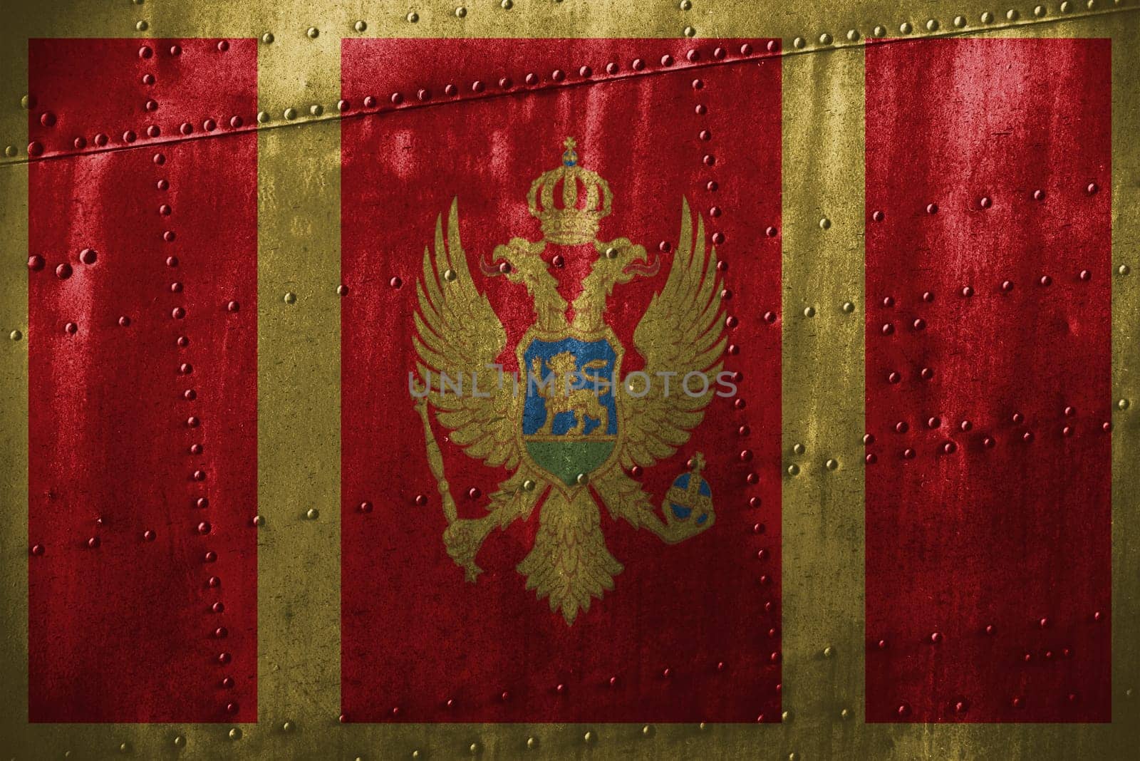 metal texutre or background with montenegro flag