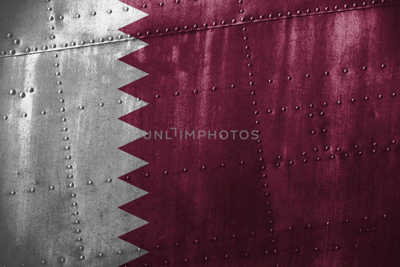 metal texutre or background with qatar flag