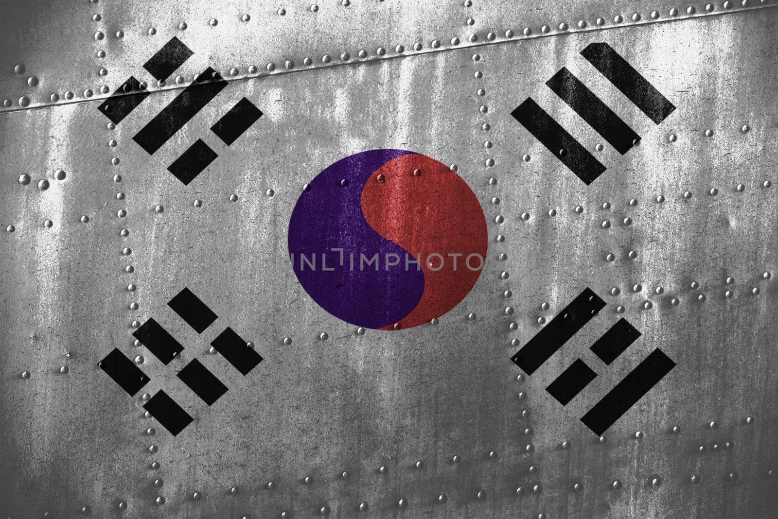 metal texutre or background with republic of korea flag