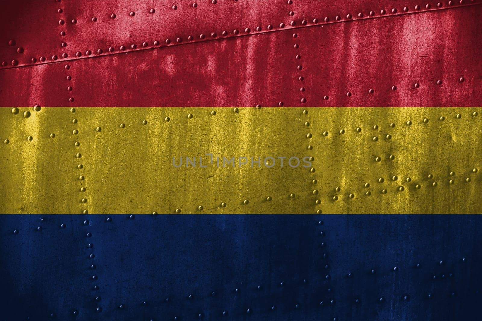 metal texutre or background with romania flag