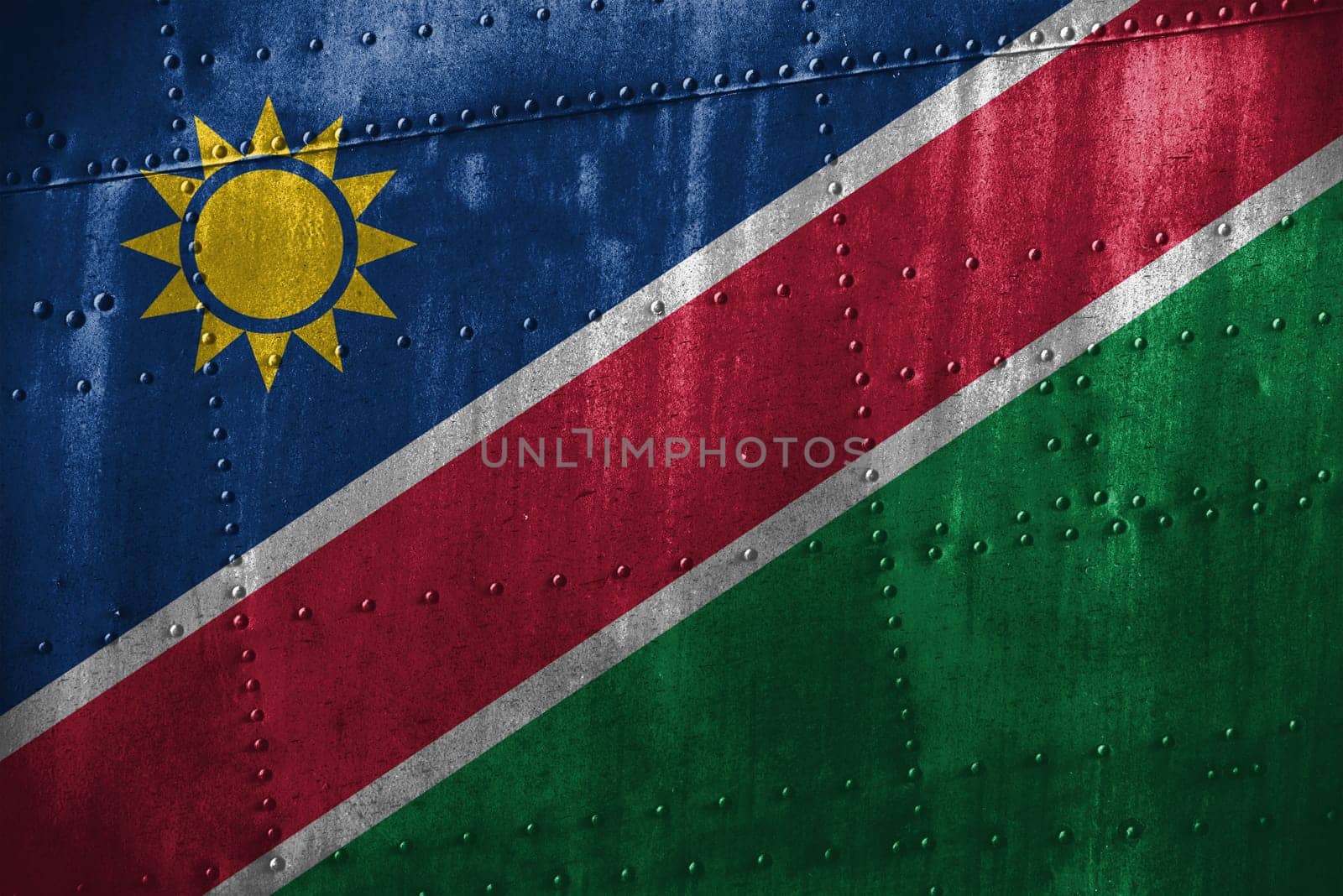 metal texutre or background with namibia flag