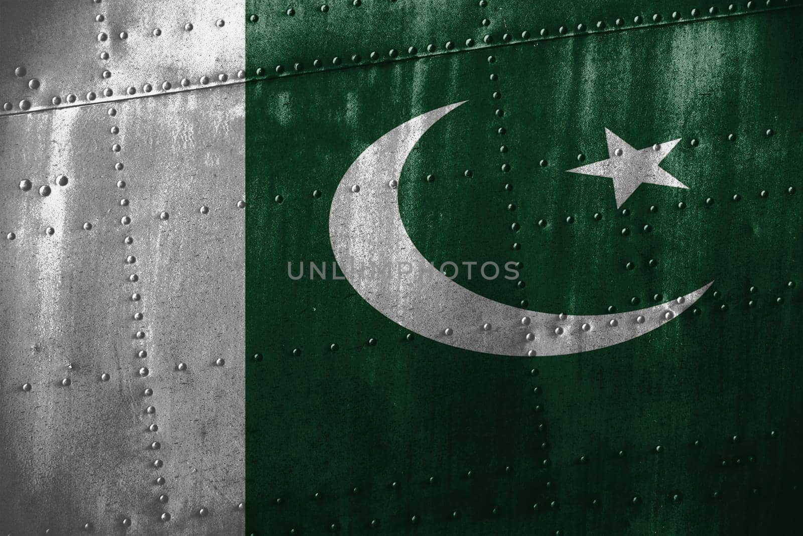 metal texutre or background with pakistan flag