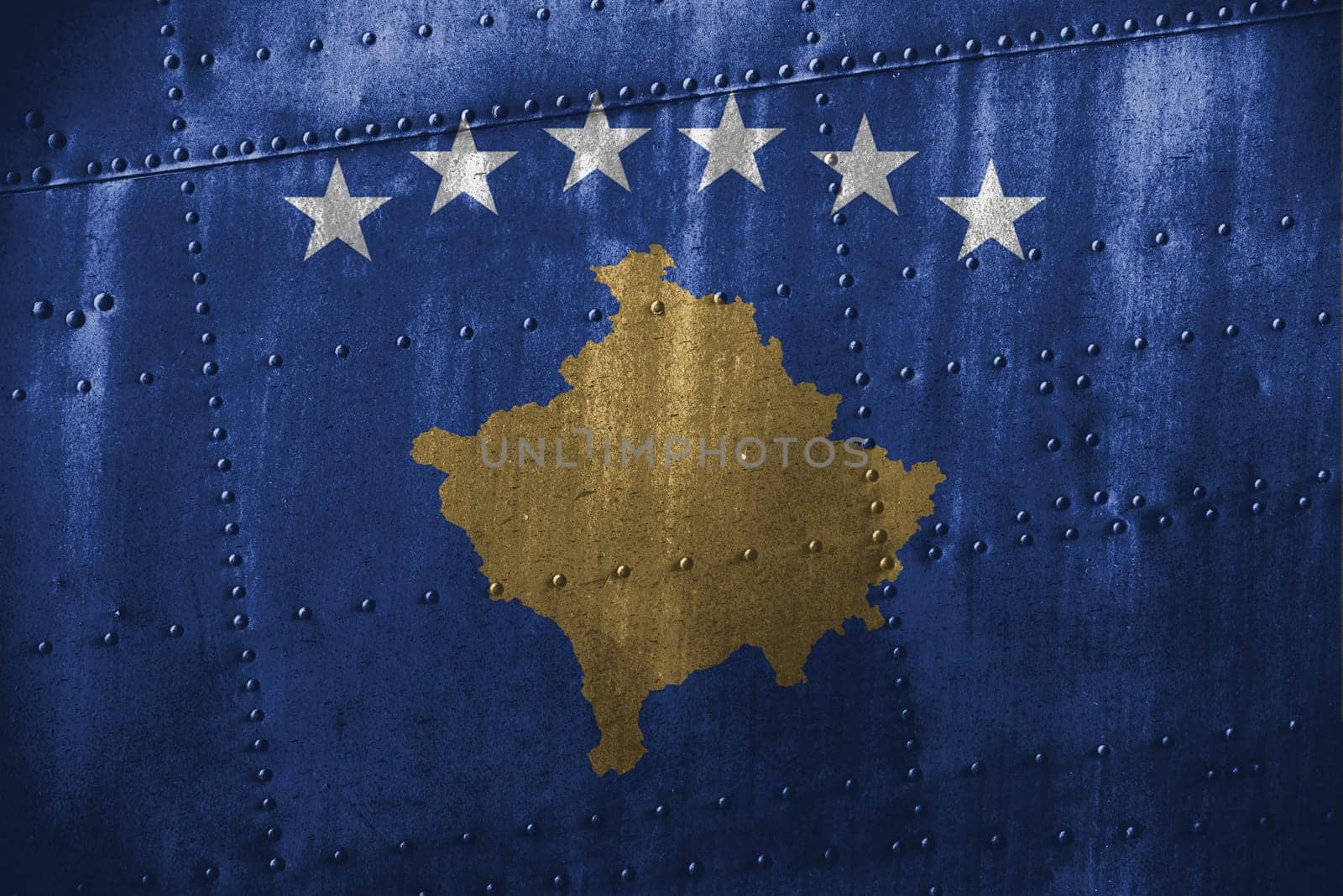 metal texutre or background with kosovo flag