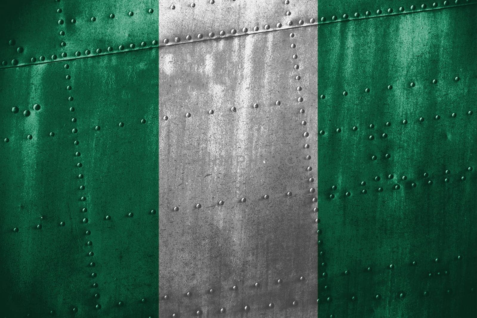 metal texutre or background with nigeria flag
