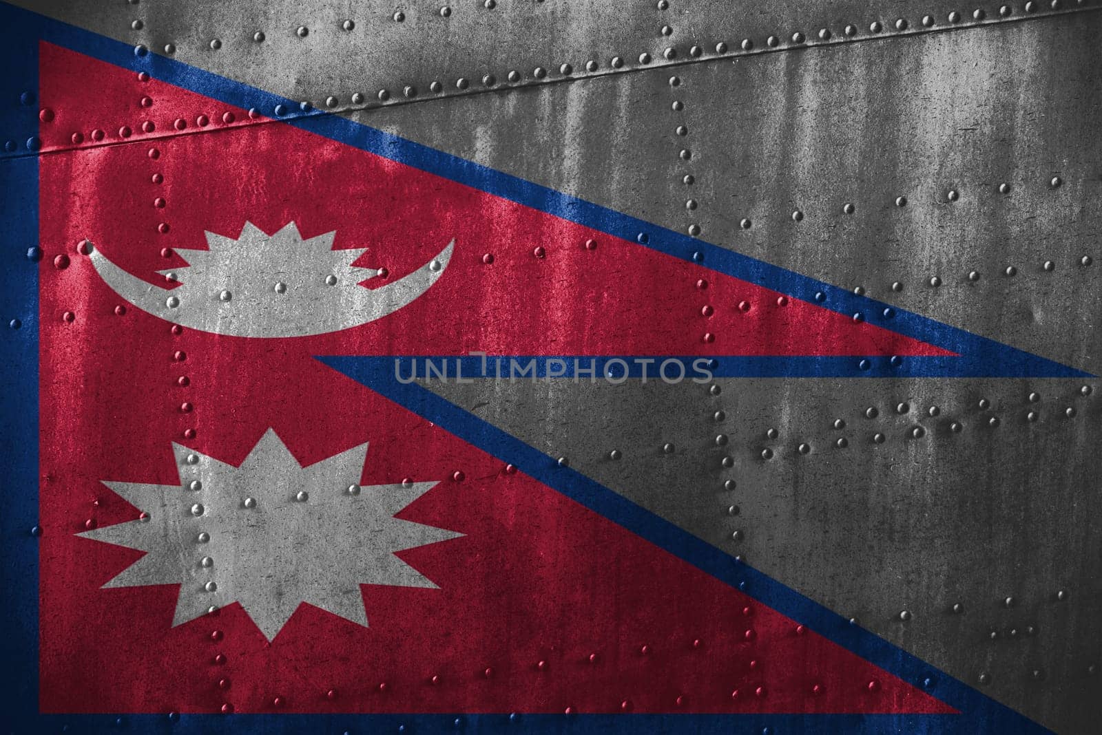 metal texutre or background with nepal flag