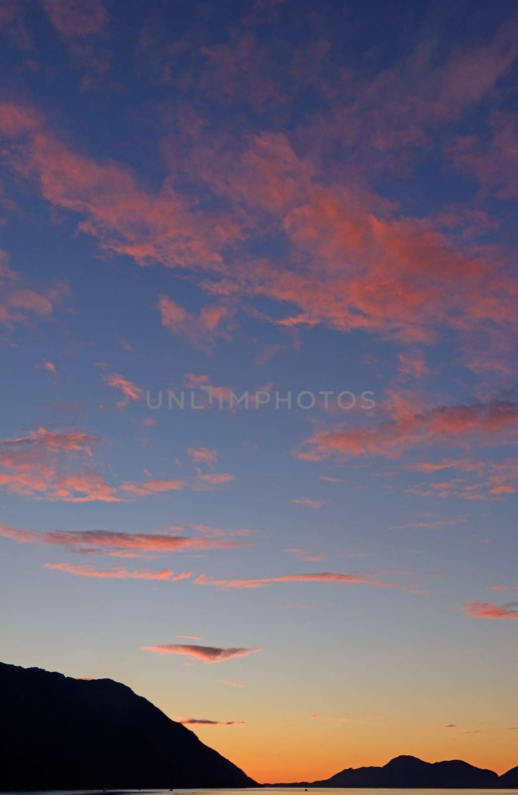 Red Clouds on the Inside Passage near Vancouver Island in Canada