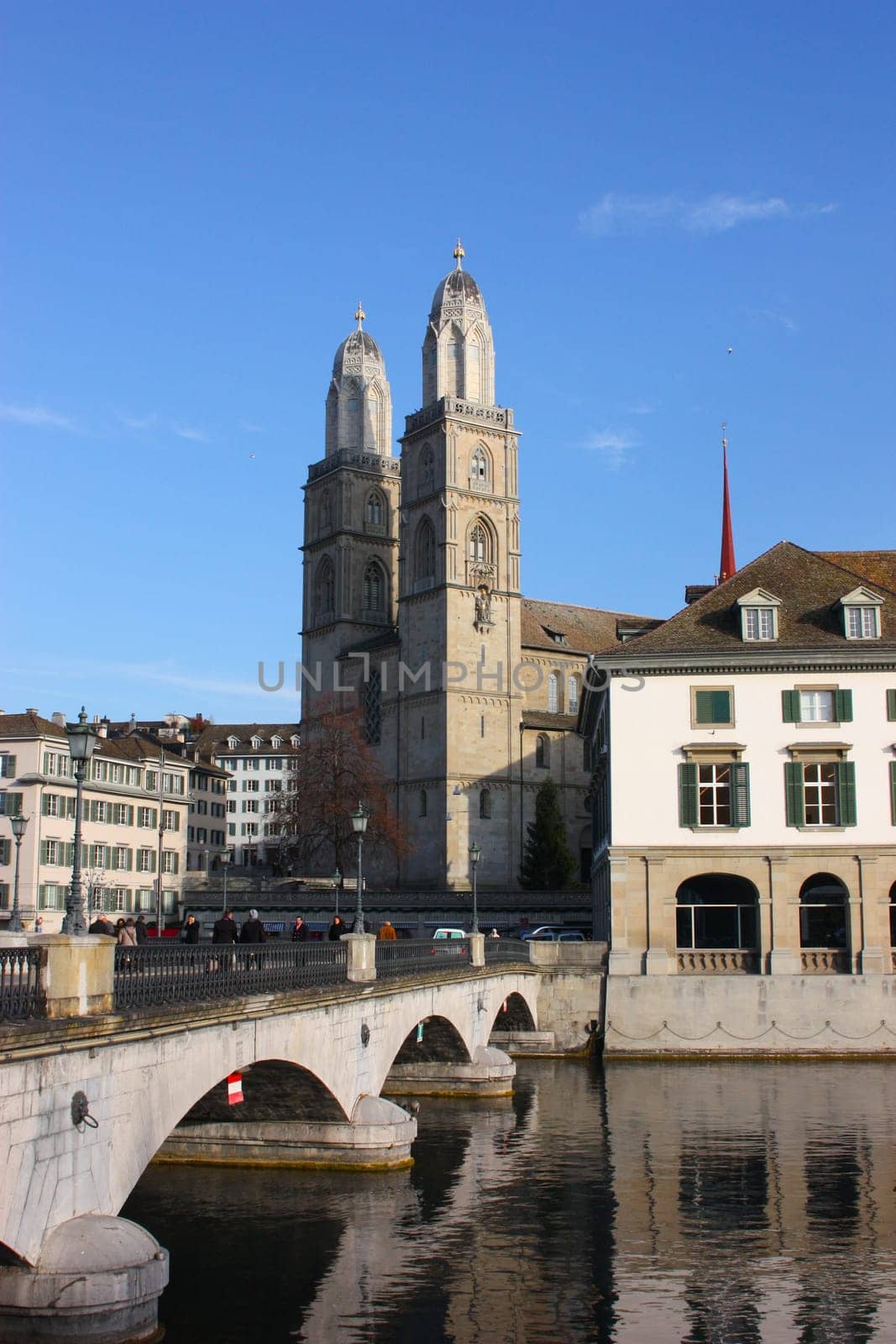Zurich, Switzerland - November 28, 2011. The Grossmunster great minster is a Romanesque-style Protestant church in Zurich, Switzerland. It is one of the four major churches in the city
