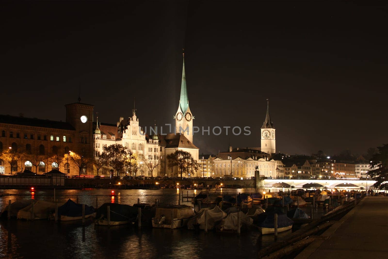 Zurich, Switzerland - November 26, 2011. Evening view of the street before Christmas