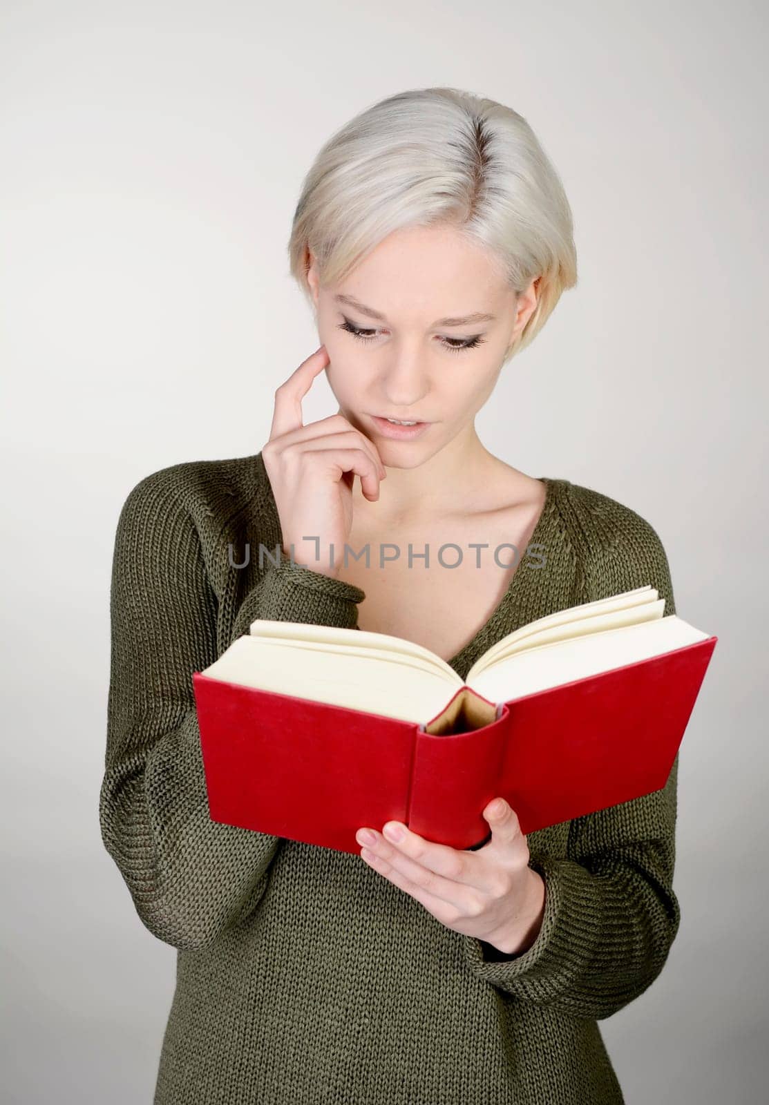 Woman reads book