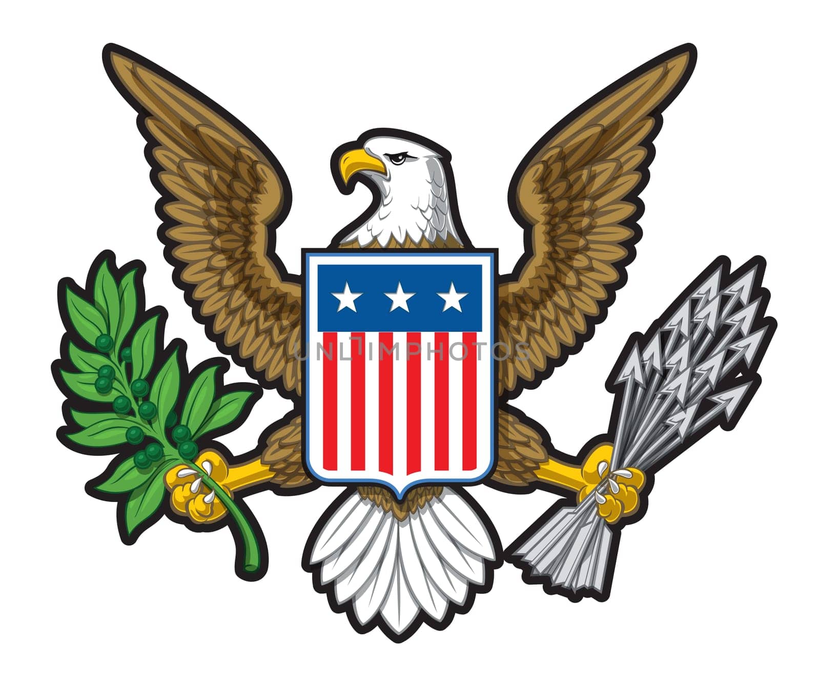 Vector illustration of the American Bold Eagle National Symbol. The design has two layers of shadow to give the illustration more depth. EPS10 with transparencies.