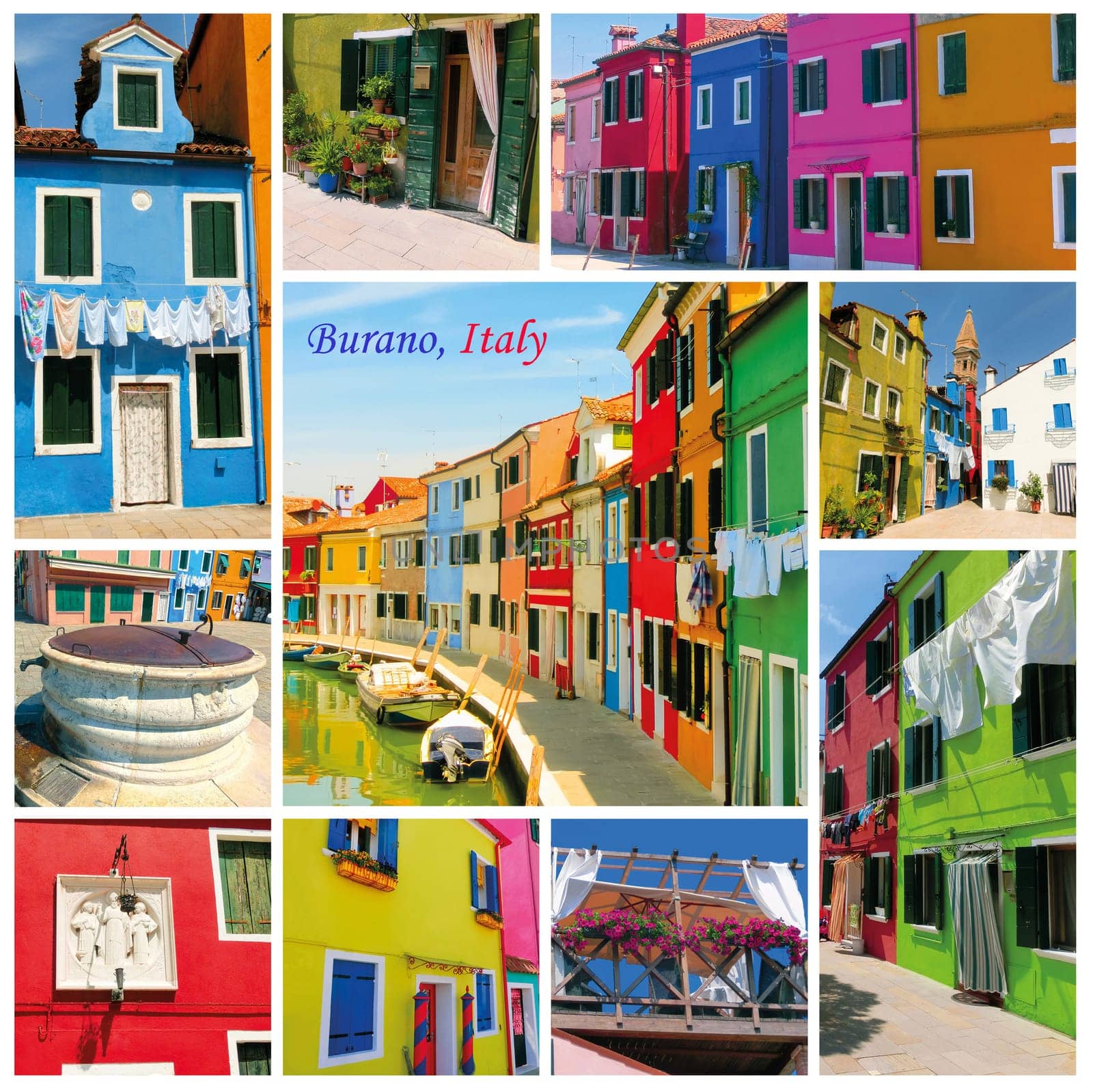Collage from images of Burano, Venice, Italy