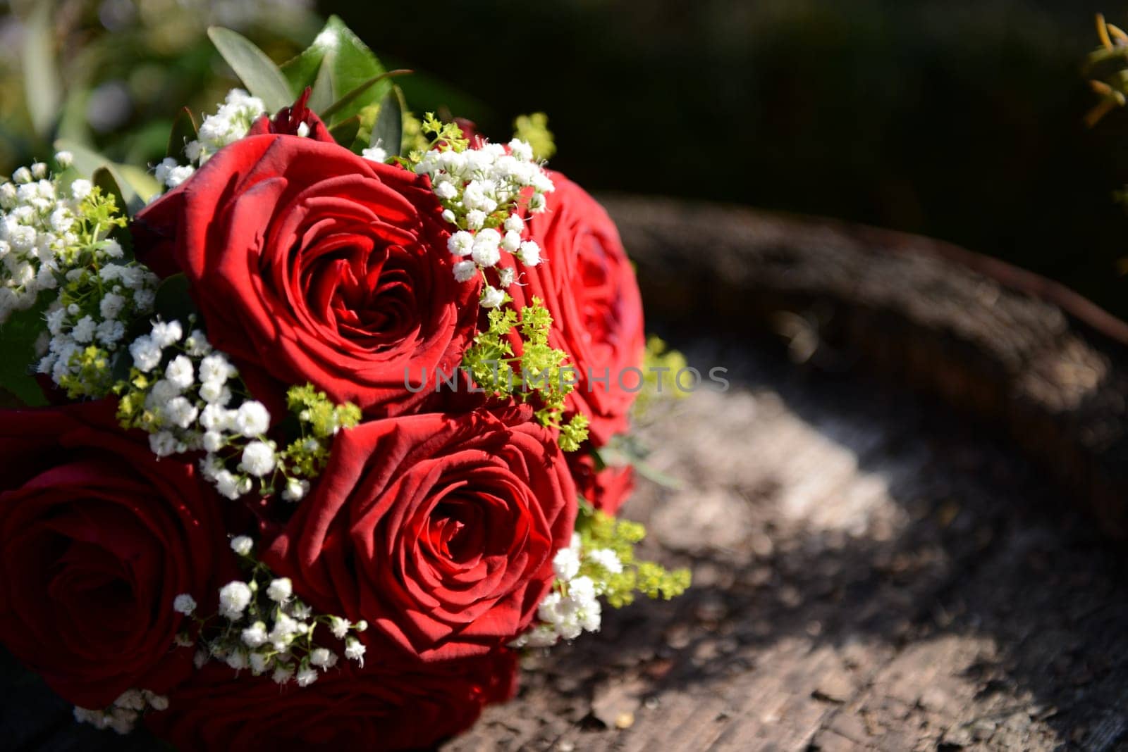 Bridal bouquet of red roses