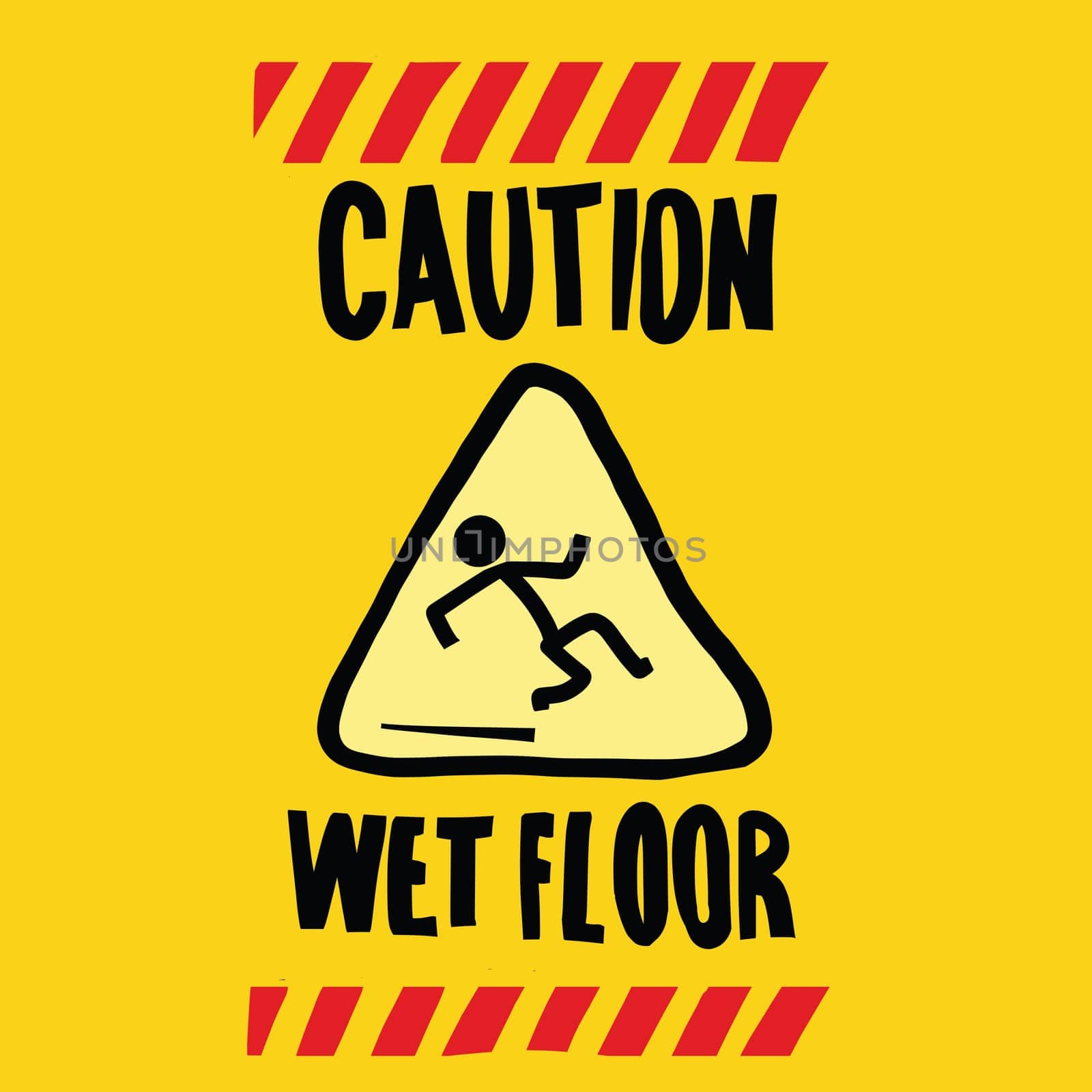caution wet floor, pop art retro vector illustration