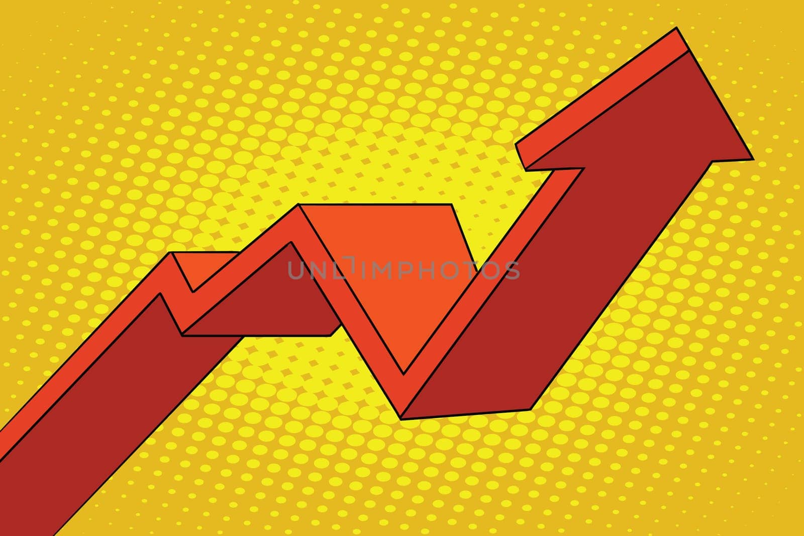 up arrow chart sales, pop art retro vector illustration
